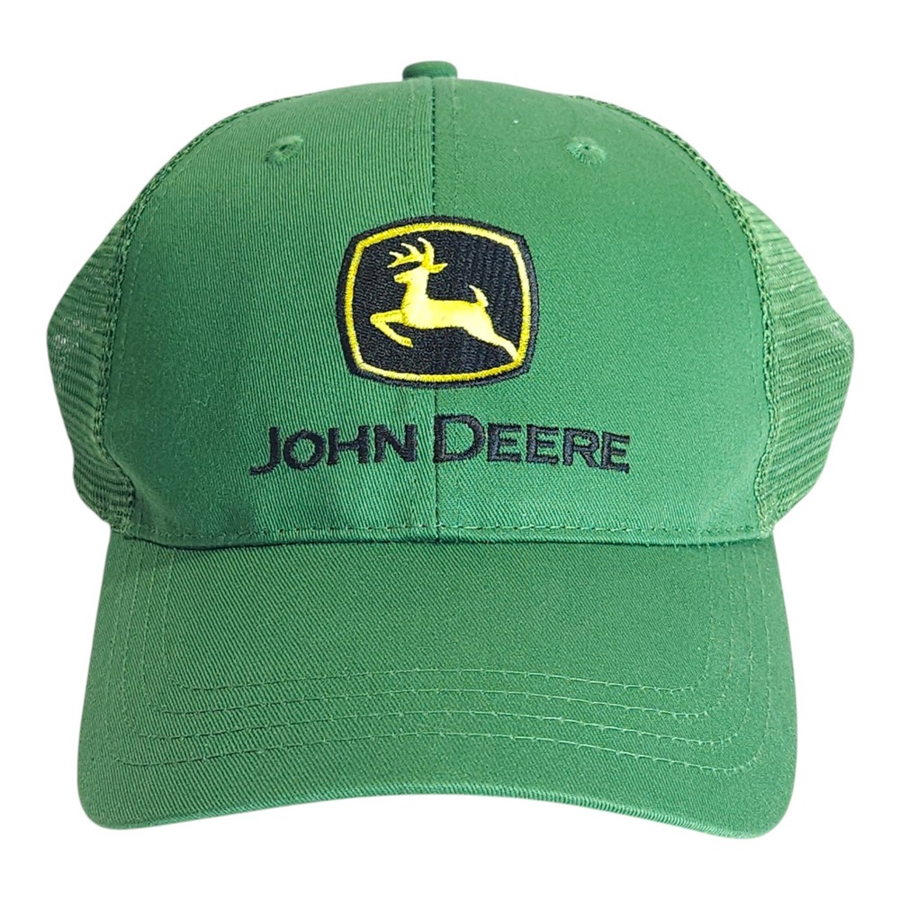 John Deere Green Mesh Trucker Hat‎ Embroidered Logo Adjustable Adult One Size